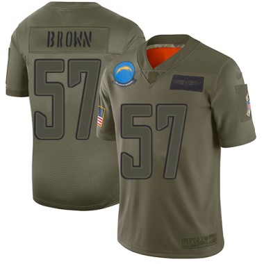 Los Angeles Chargers NFL Football Jatavis Brown Olive Jersey Men Limited #57 2019 Salute to Service